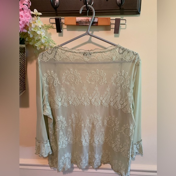 ☢️3 For $20.Boho Cover up vintage,light green,lace size L. - Picture 3 of 4